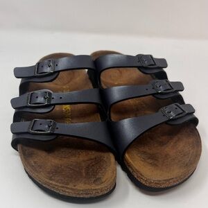 Birkenstock Florida Women’s 38 Sandals MIDNIGHT BLUE Metallic Triple Strap
